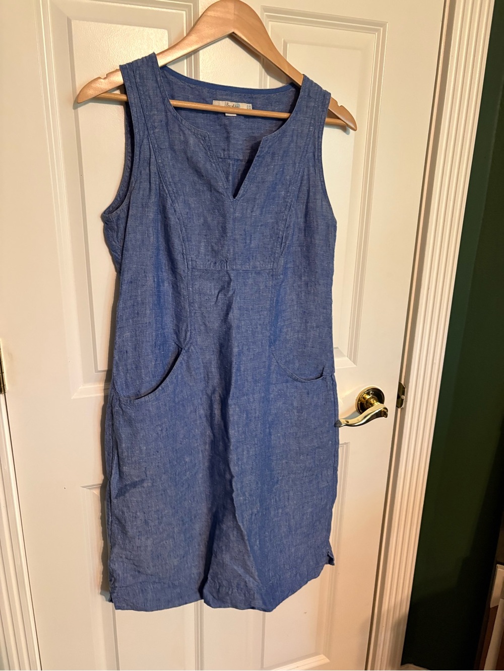 Blue boden dress 100% linen. US size 8L